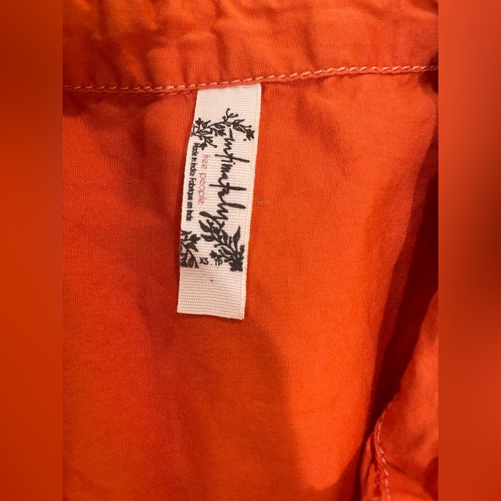 Intimately FREE PEOPLE Cropped Orange Button Down, sz XS - Picture 3 of 4